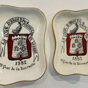 Longchamp Luneville France Antique Plates Hand Painted Scripted